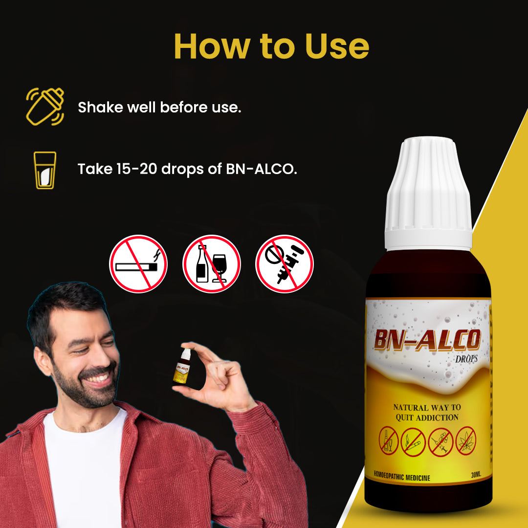 BN-ALCO Drops (नशा मुक्ति दवा) - Homeopathic Medicine to Quit Alcohol, Smoking, & Tobacco