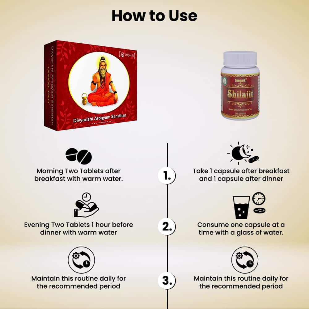 Divyarishi Taakat Vati and Shilajit Gold - Ayurvedic Combo to Boost Weight, Stamina, and Power