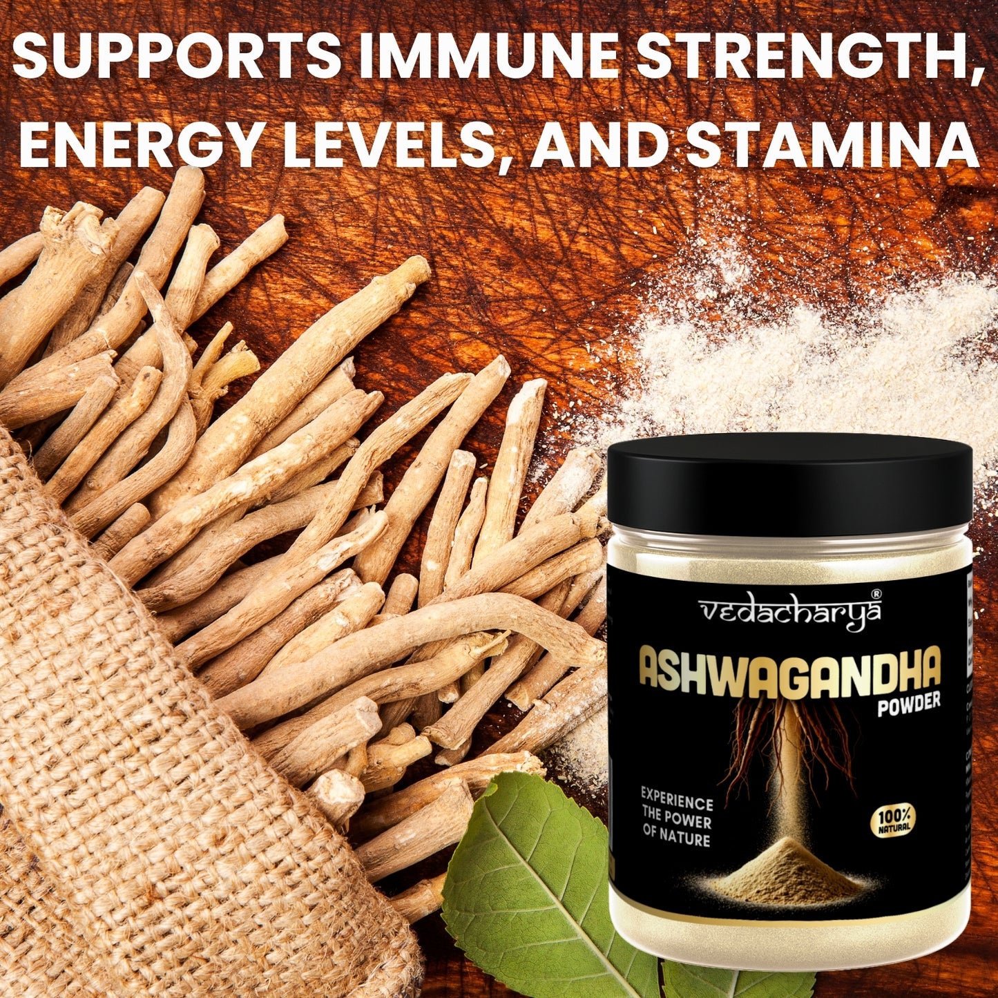 Vedacharya Ashwagandha Powder For Stress Relief, Strength, Immunity & Energy Booster