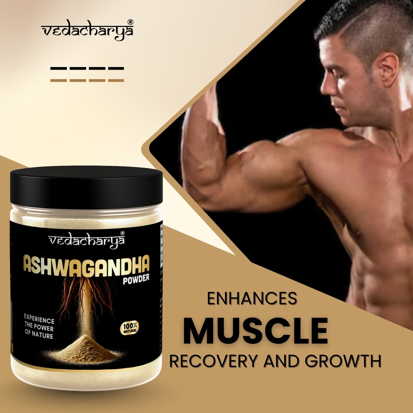 Vedacharya Ashwagandha Powder For Stress Relief, Strength, Immunity & Energy Booster