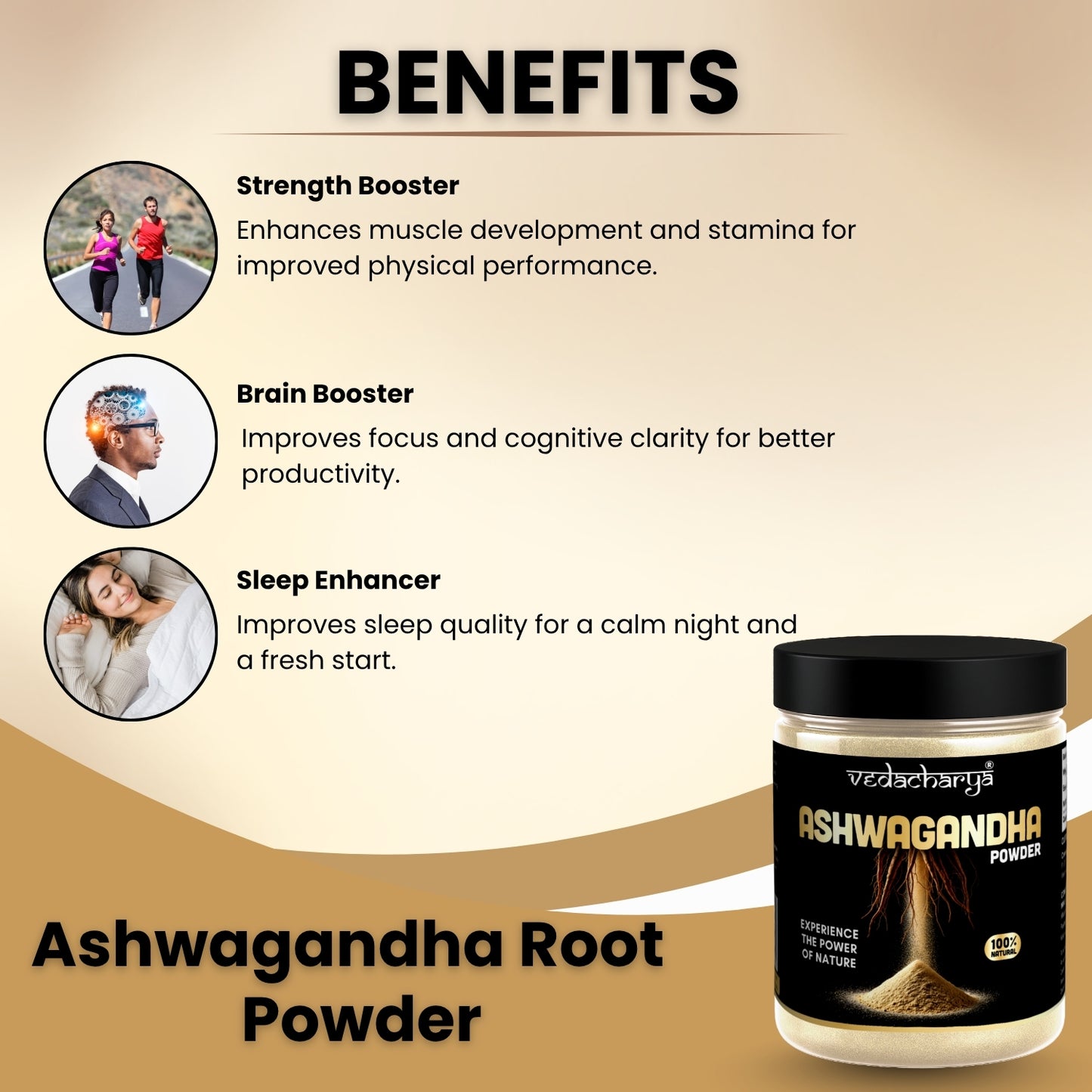 Vedacharya Ashwagandha Powder For Stress Relief, Strength, Immunity & Energy Booster