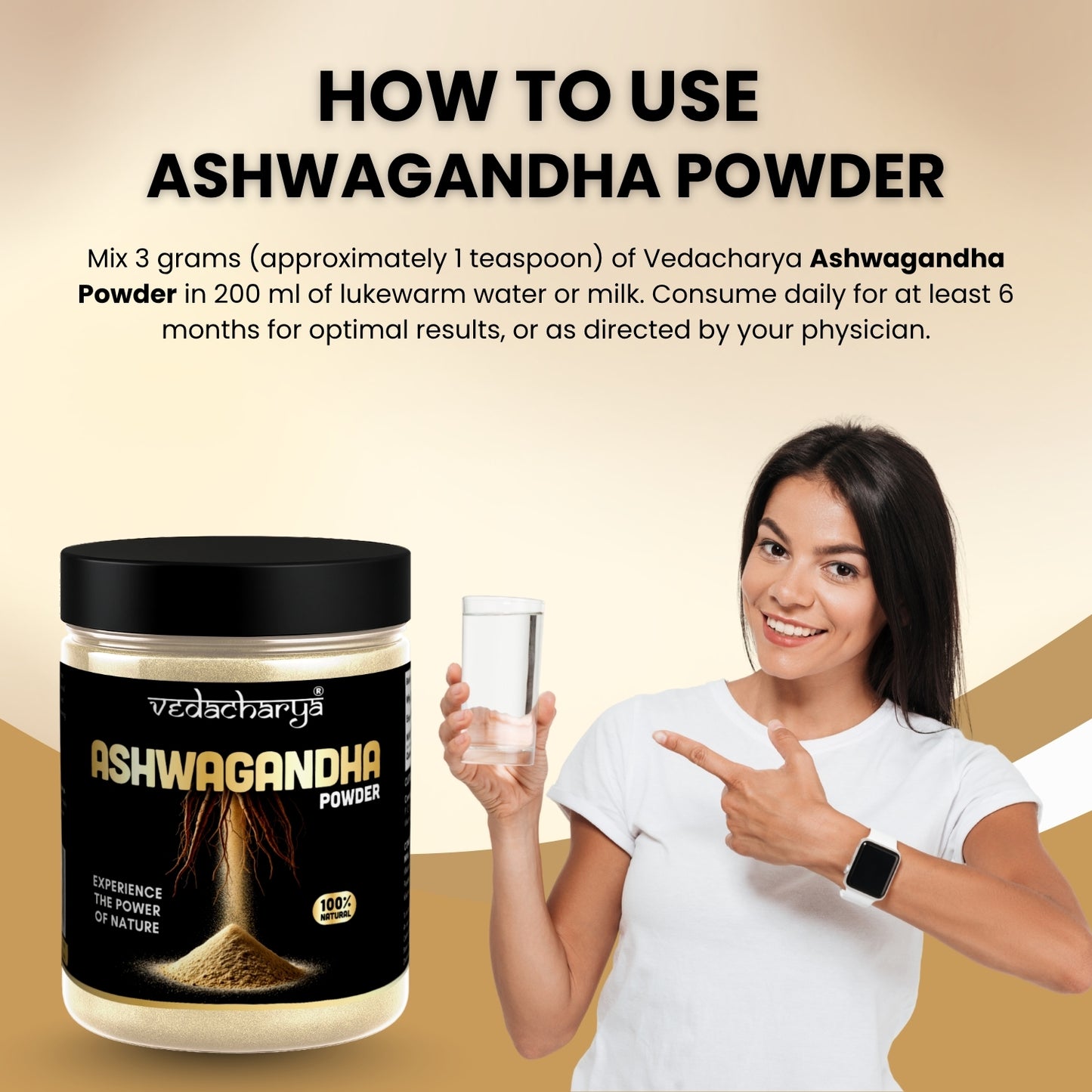 Vedacharya Ashwagandha Powder For Stress Relief, Strength, Immunity & Energy Booster