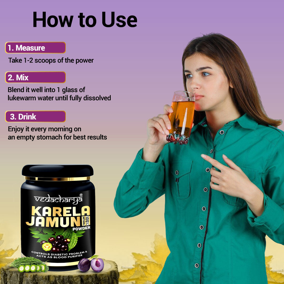 Vedacharya Karela Jamun Powder Controls Diabetic Problem & Acts As Blood Purifier