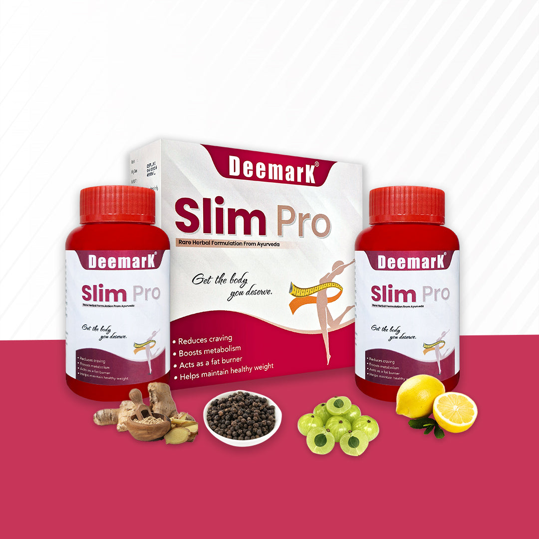 Deemark Slim Pro Ayurvedic Weight Loss Supplement | Natural Fat Burner | Metabolism Booster for Men & Women