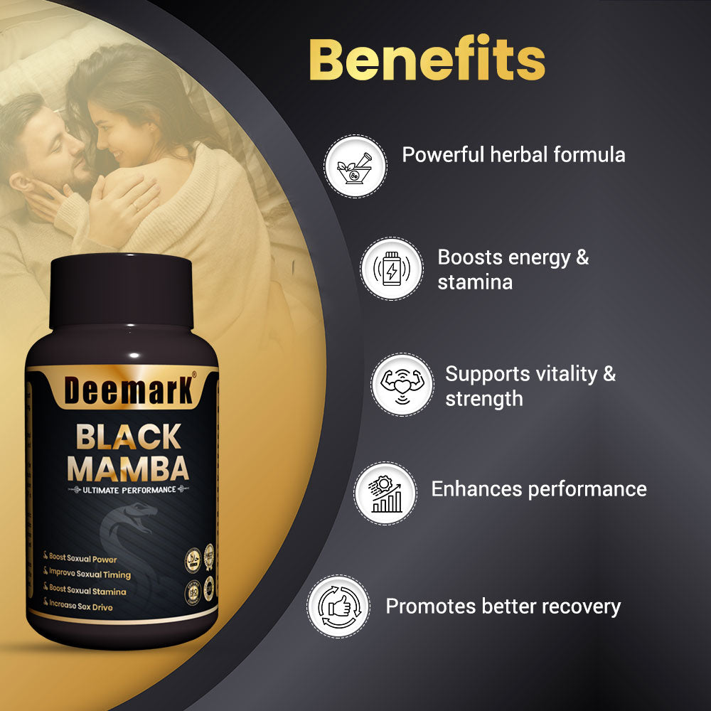 Deemark Black Mamba – Herbal Performance Enhancer for Men | Stamina, Energy & Vitality Booster | Ayurvedic Strength Formula