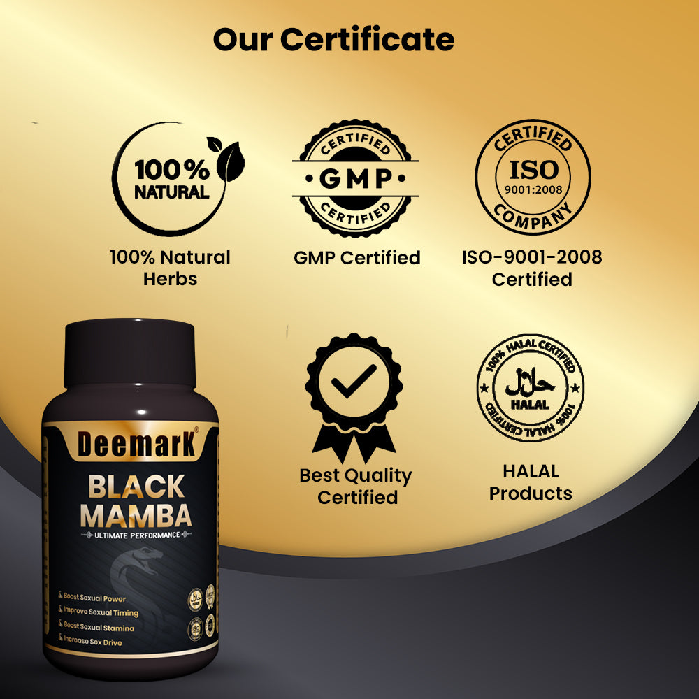 Deemark Black Mamba – Herbal Performance Enhancer for Men | Stamina, Energy & Vitality Booster | Ayurvedic Strength Formula