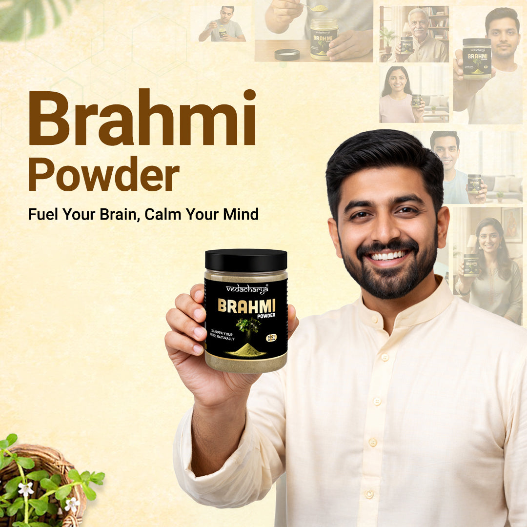 Vedacharya Brahmi Powder Supports Memory, Focus & Mental Clarity