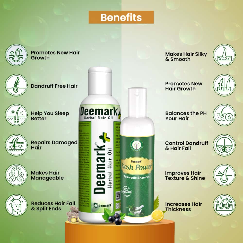 Herbal Hair Oil Plus and Kesh Power Ayurvedic Shampoo Combo