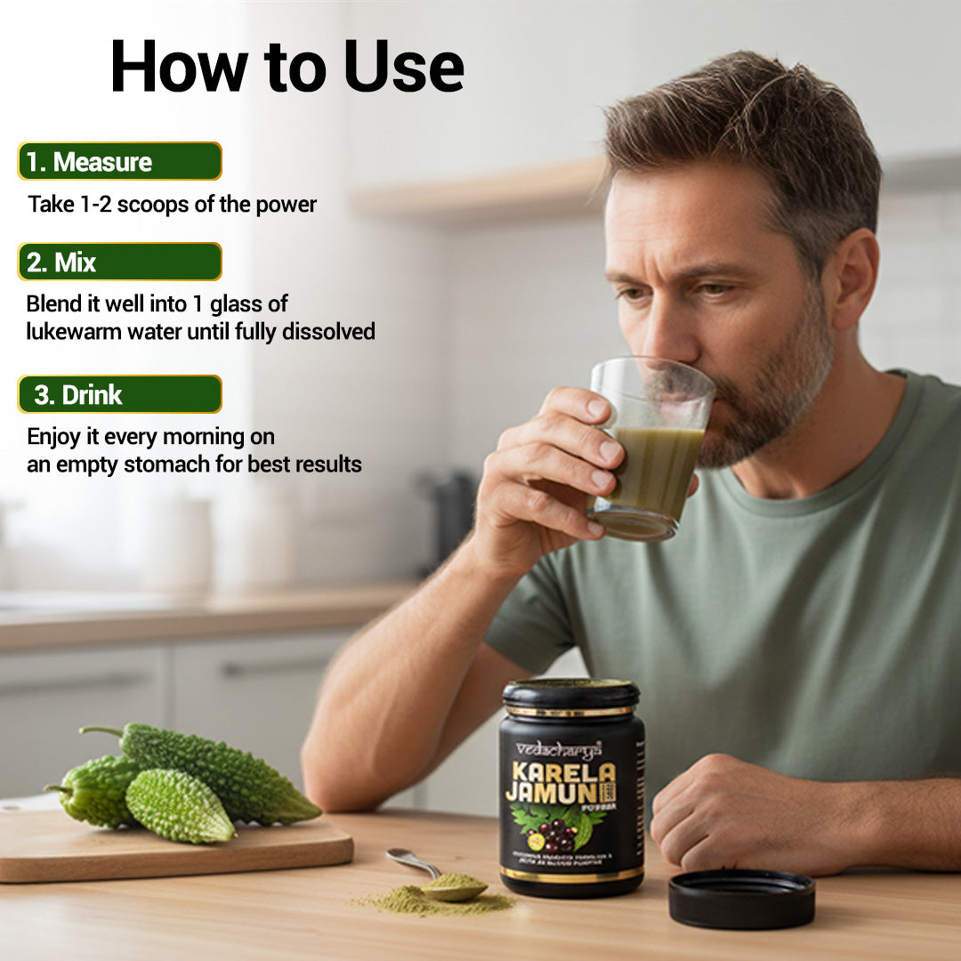 Vedacharya Karela Jamun Powder Controls Diabetic Problem & Acts As Blood Purifier