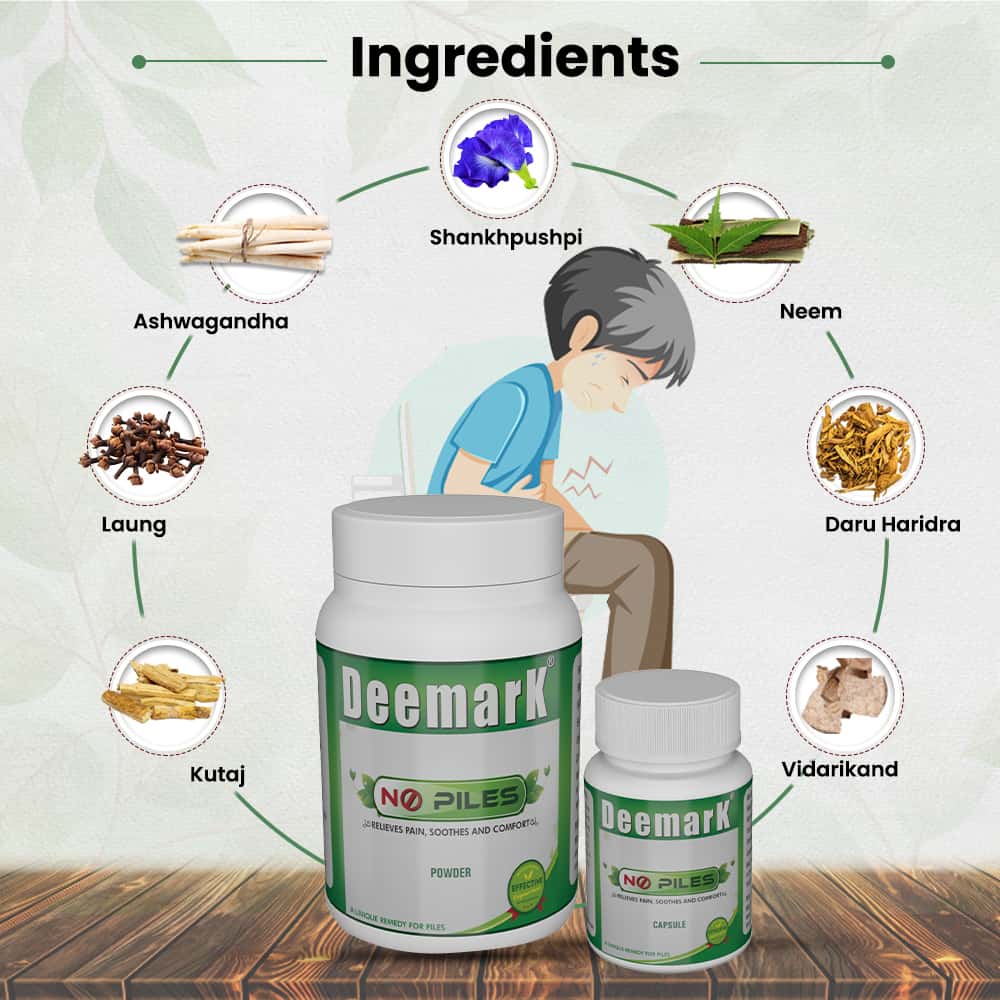 No Piles Ayurvedic Powder with Capsules for Hemorrhoids