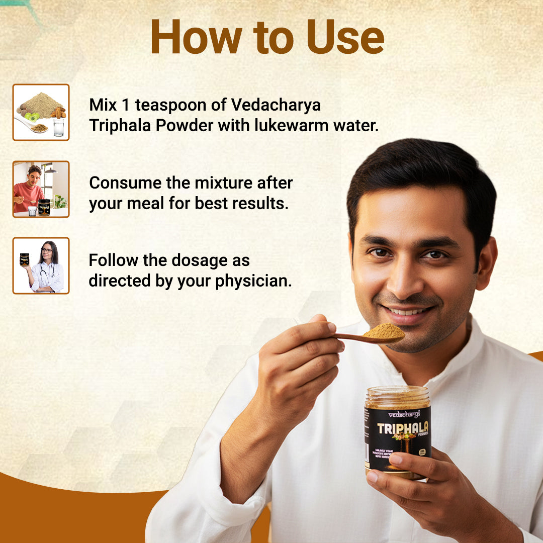 Vedacharya Triphala Powder For Immunity Booster & Weight Management Supplement