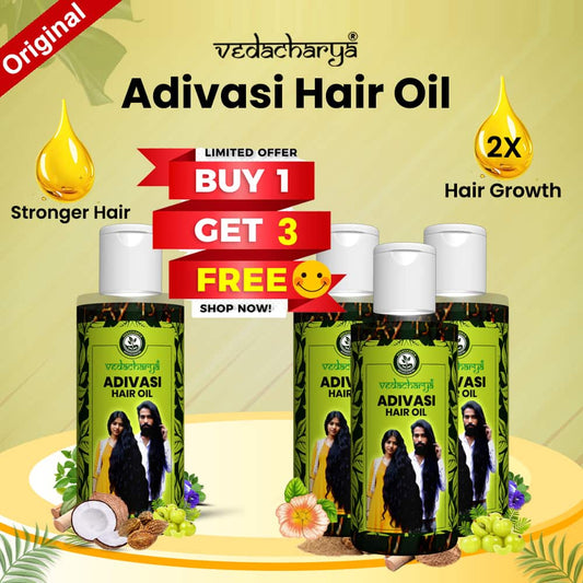 Vedacharya Adivasi Hair Oil for Controls Hair Fall ( Buy 1 Get 3 Free )