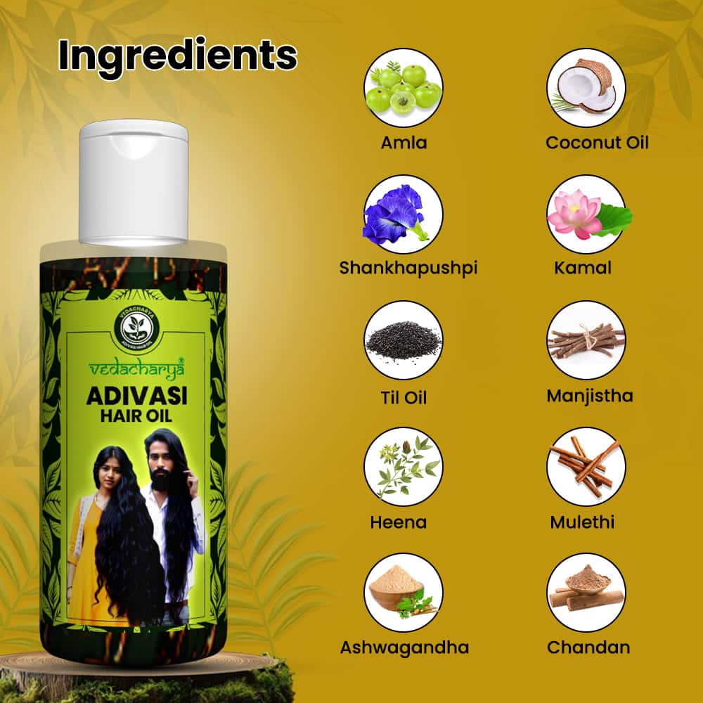 Vedacharya Adivasi Hair Oil for Hair Growth ( Buy 1 Get 1 Free )