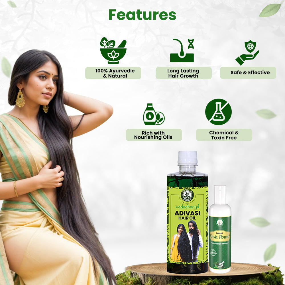 Vedacharya Adivasi Hair Oil and Kesh Power Ayurvedic Shampoo