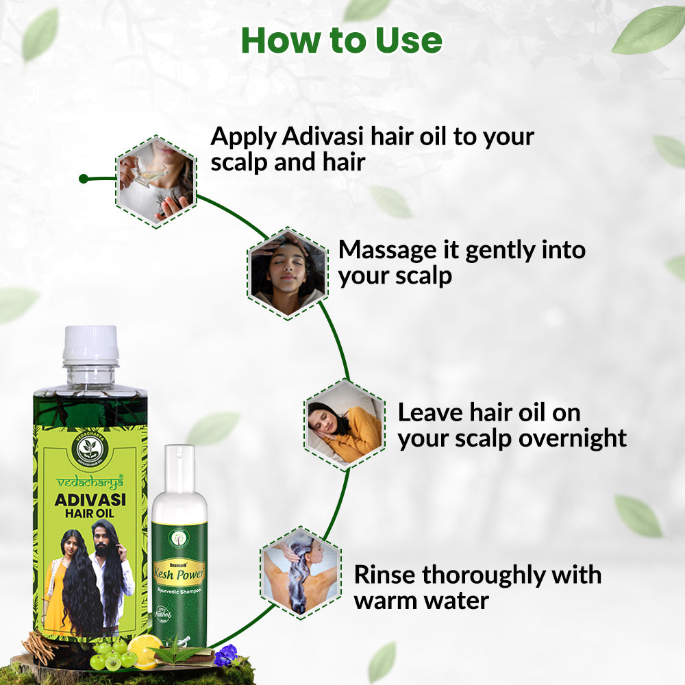 Vedacharya Adivasi Hair Oil and Kesh Power Ayurvedic Shampoo