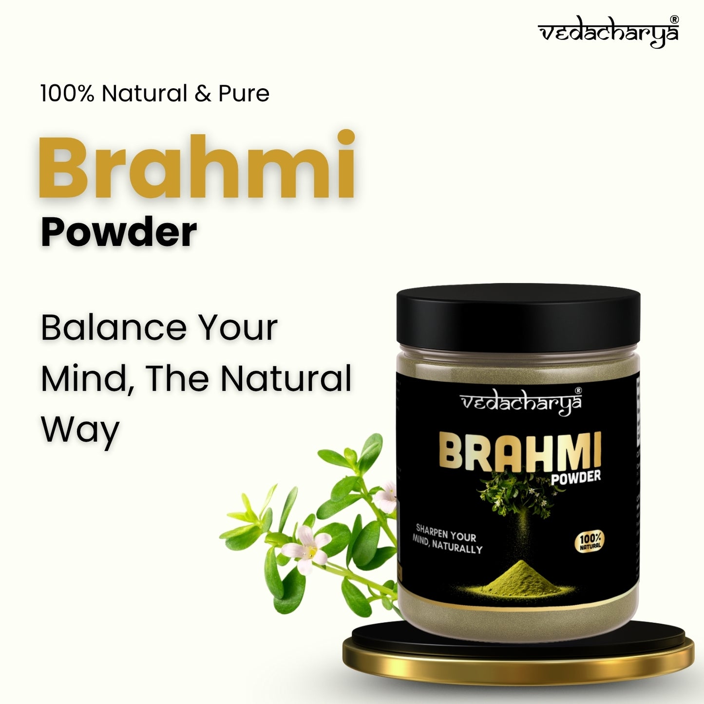 Vedacharya Brahmi Powder Supports Memory, Focus & Mental Clarity