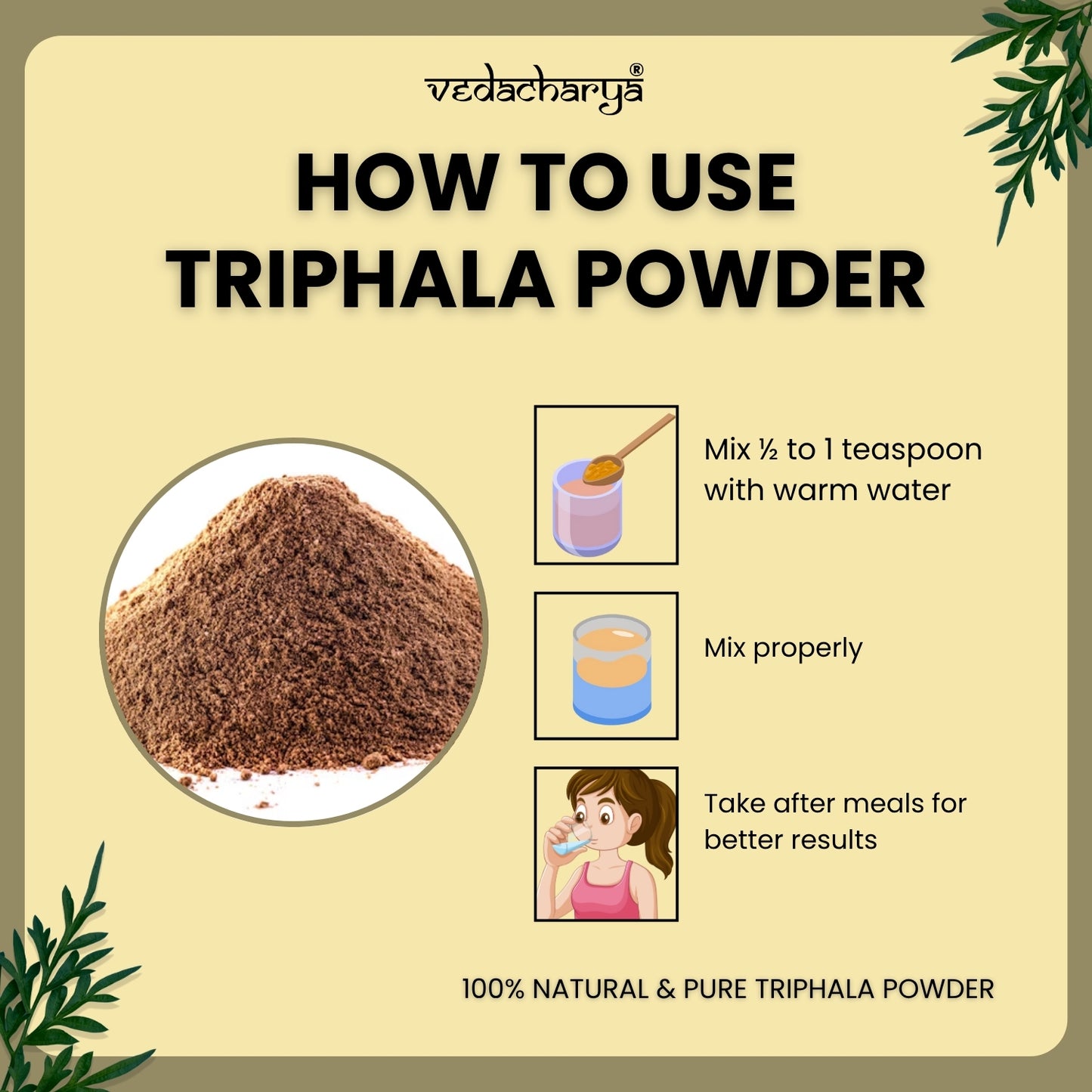 Vedacharya Triphala Powder For Immunity Booster & Weight Management Supplement
