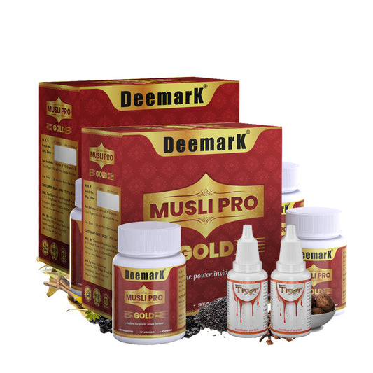 Musli Pro Gold and Tiger Tilla - Ayurvedic Combo to Boost Stamina & Performance (Pack of 2)