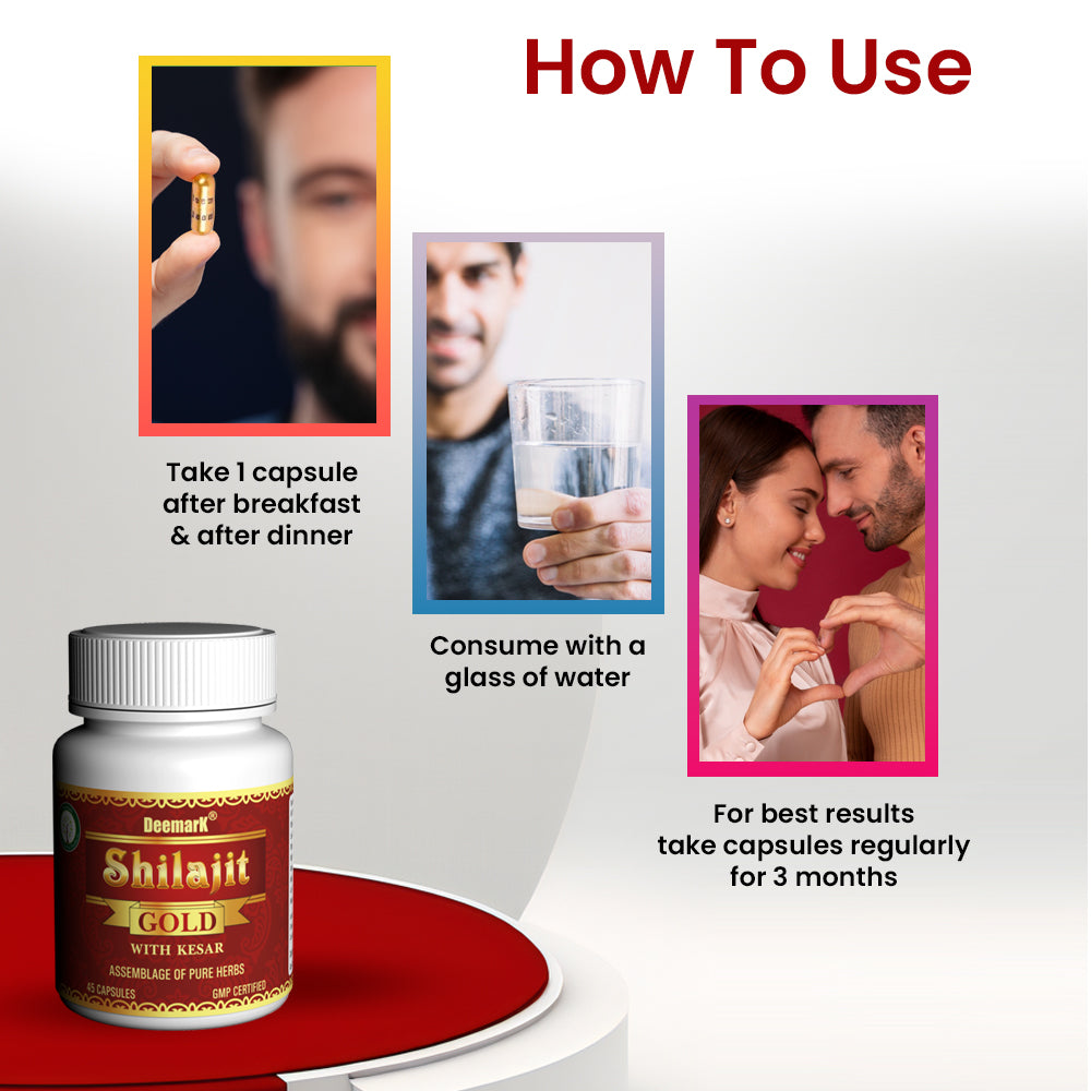 Step by step using Instructions of Shilajit Gold Capsules Ayurvedic Performance Booster 