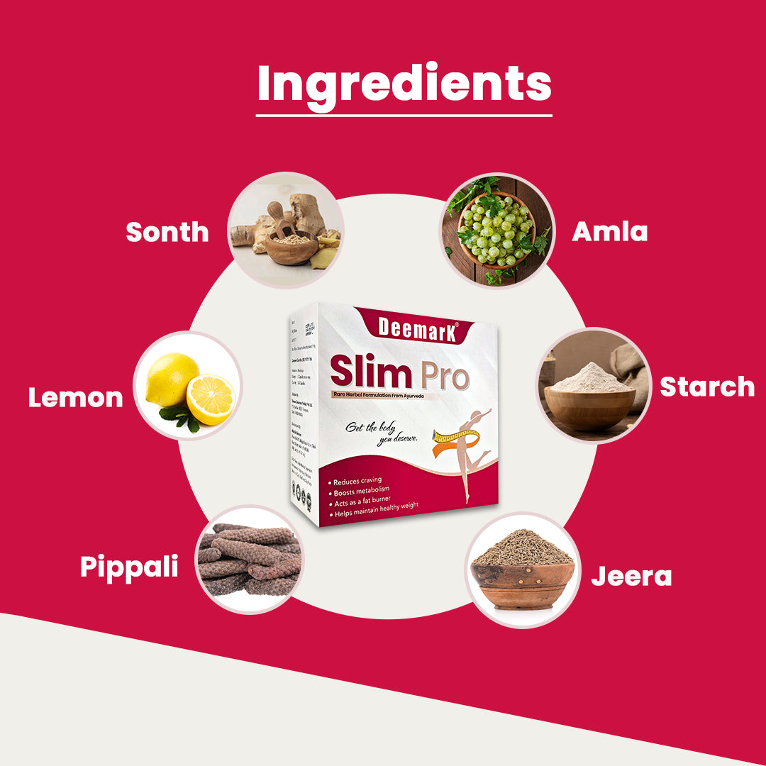 Deemark Slim Pro Ayurvedic Weight Loss Supplement | Natural Fat Burner | Metabolism Booster for Men & Women