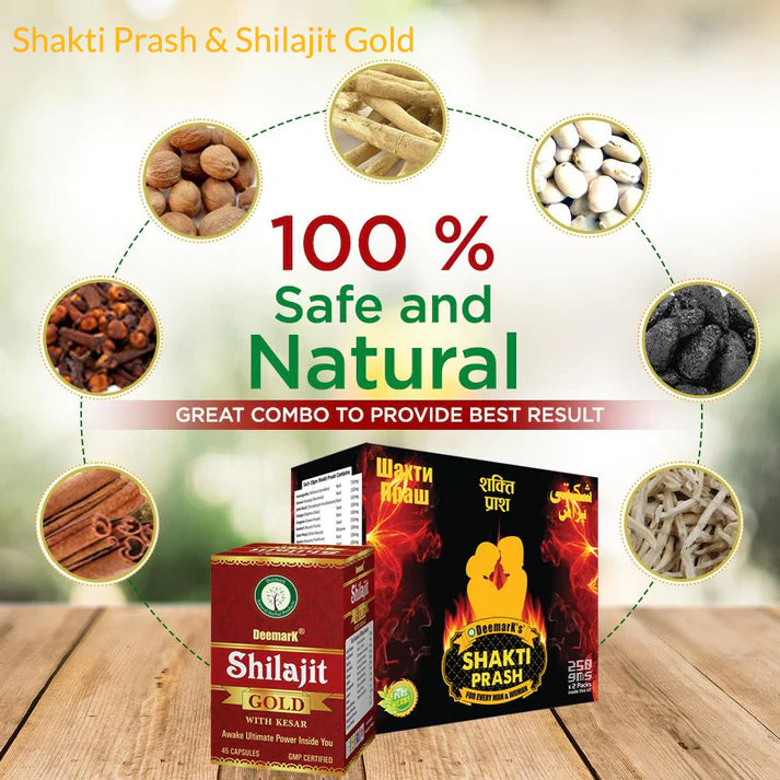 Shakti Prash and Shilajit Gold - Ayurvedic Combo to Improve Well being and Strength